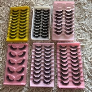 Bulk False Eyelash Lot — Black Lashes in Pink & Yellow Trays